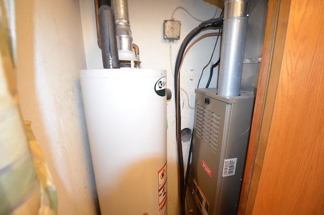 utility room with gas water heater