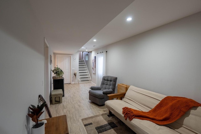 living room with light hardwood / wood-style floors