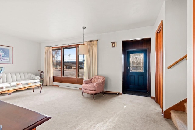 interior space featuring carpet flooring