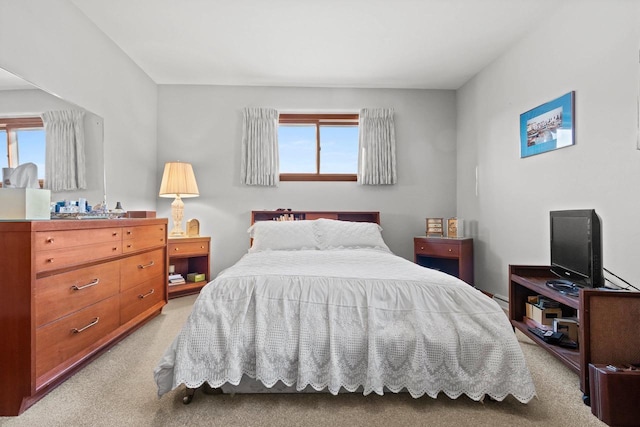 carpeted bedroom with multiple windows