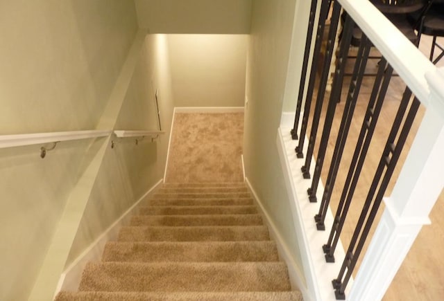 stairway with carpet floors