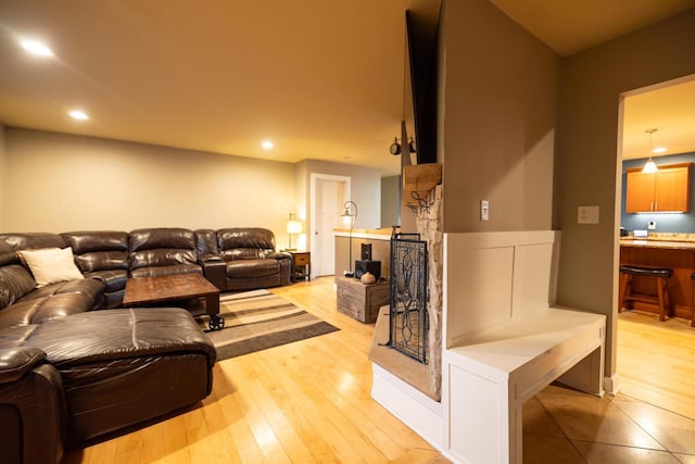 living room featuring light hardwood / wood-style flooring