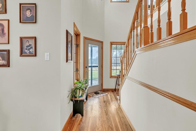 foyer entrance featuring light wood-type flooring