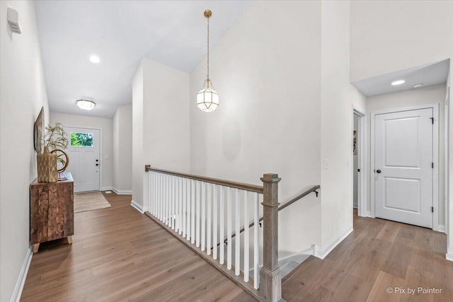 hallway featuring light wood-type flooring