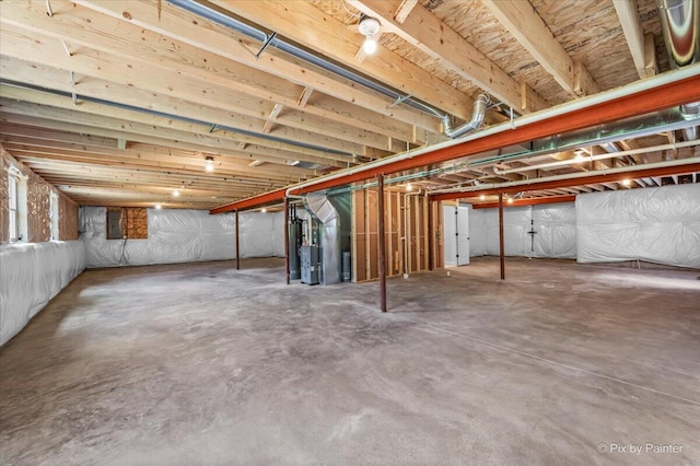 basement with electric panel