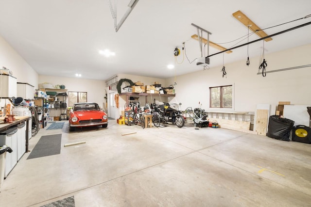 garage with a garage door opener