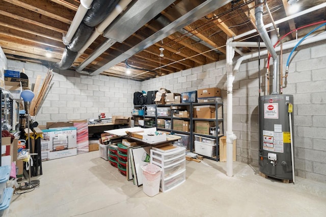 basement featuring water heater