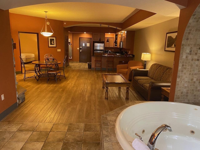 living room featuring hardwood / wood-style flooring