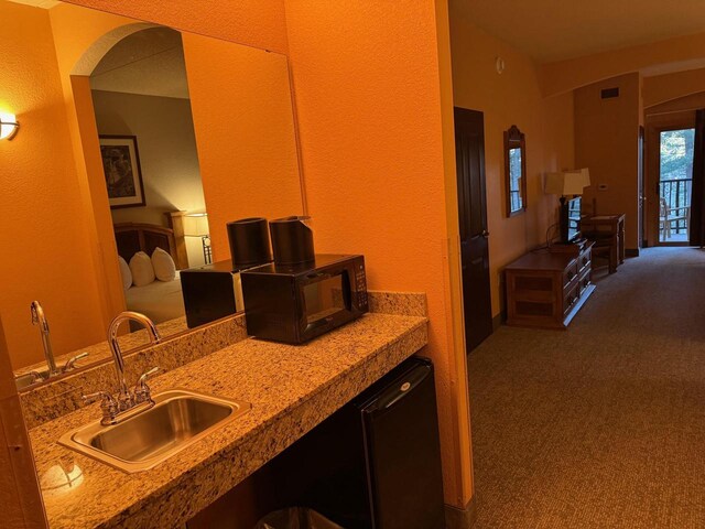 kitchen with carpet and sink
