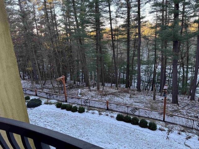 view of yard covered in snow
