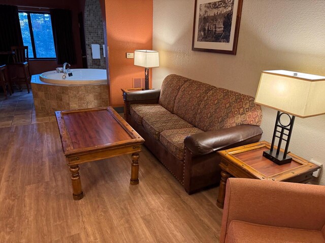 living room with hardwood / wood-style flooring