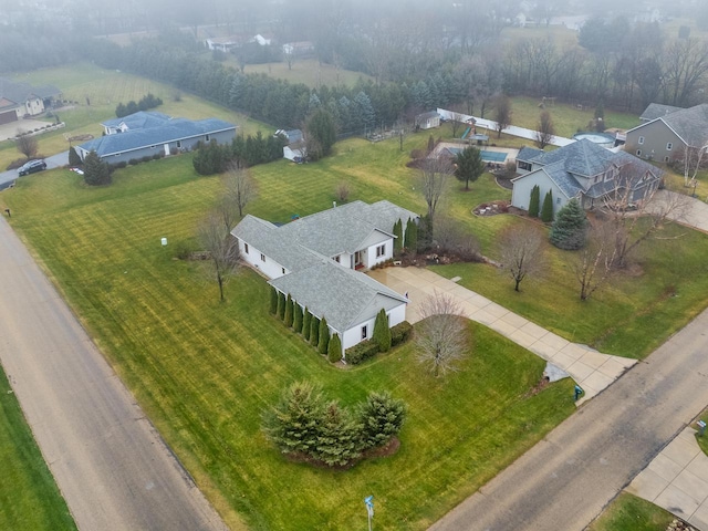 bird's eye view with a rural view