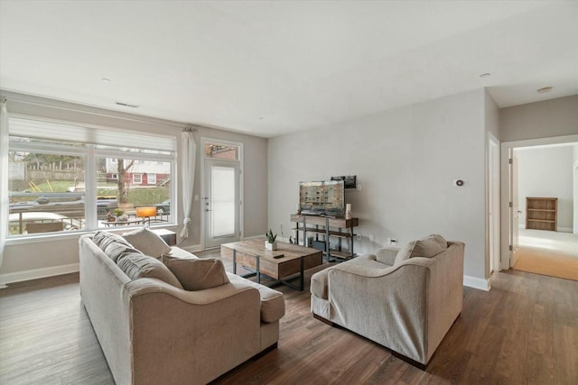 living room featuring wood-type flooring