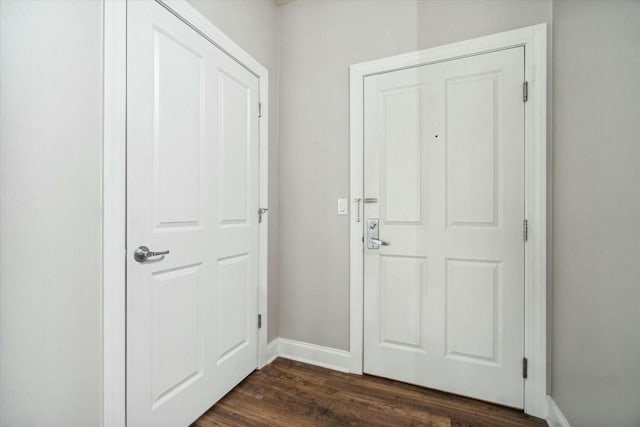 entryway with dark wood-type flooring