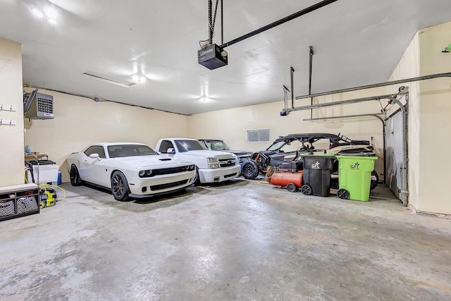 garage with a garage door opener