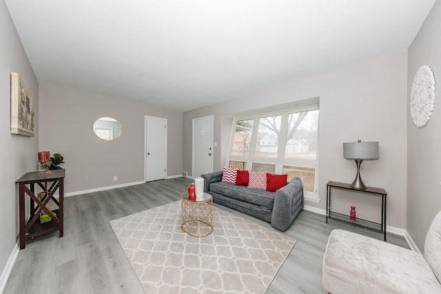 living room featuring light hardwood / wood-style floors