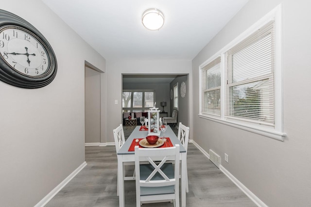 dining room with wood-type flooring