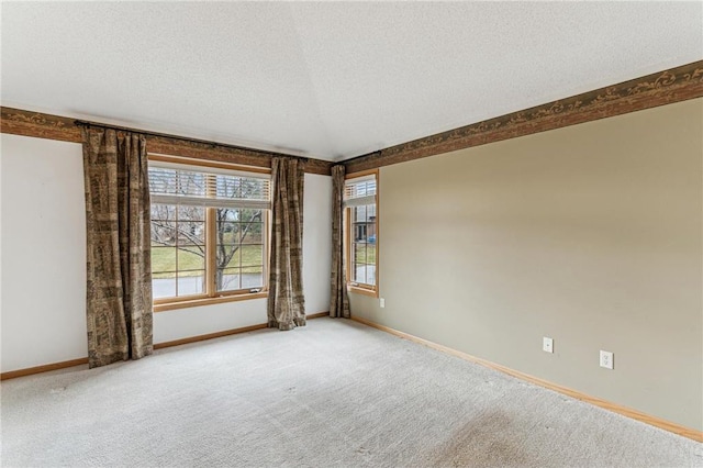 spare room featuring a textured ceiling and carpet floors