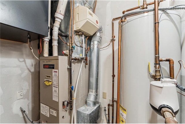 utility room featuring water heater