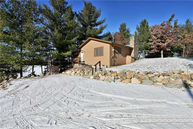 view of snow covered exterior