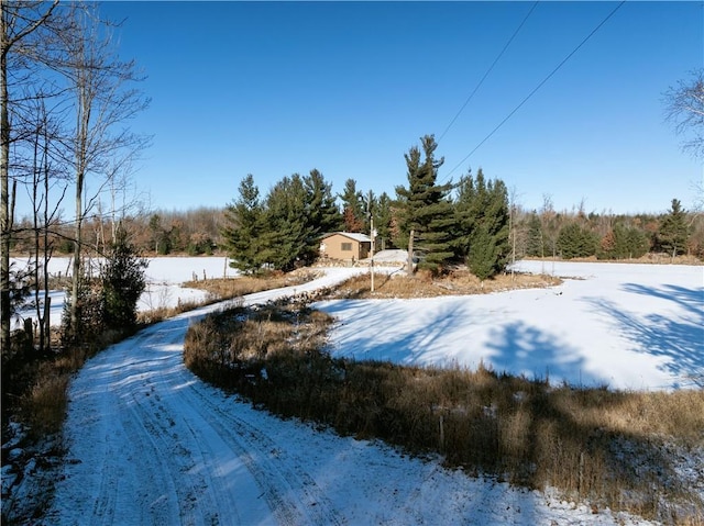 view of yard covered in snow