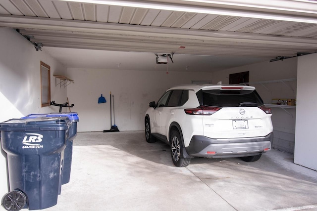 garage with a garage door opener