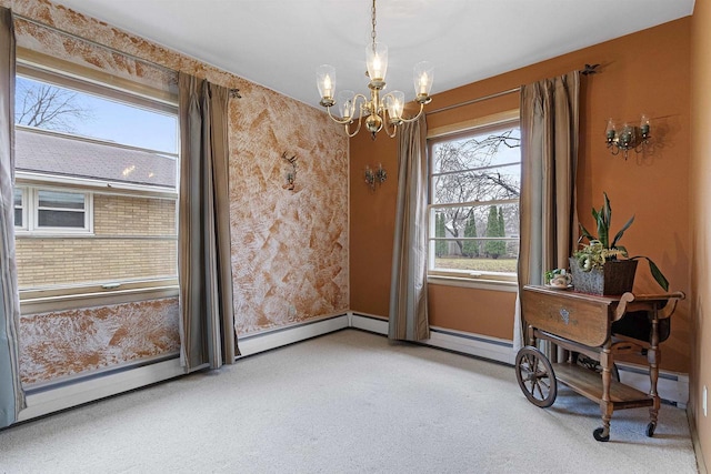 interior space with an inviting chandelier