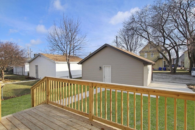 deck featuring a lawn