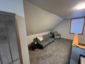 additional living space featuring carpet floors and lofted ceiling