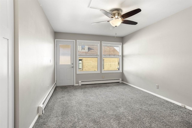 1001 Bay Shore Dr, Oshkosh, WI 54901 - carpeted spare room with ceiling fan and a baseboard heating unit