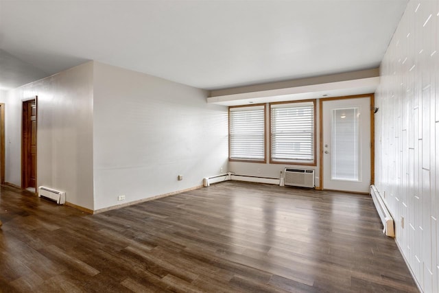 1001 Bay Shore Dr, Oshkosh, WI 54901 - interior space with dark wood-type flooring and a baseboard heating unit