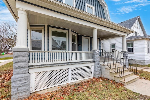 exterior space featuring covered porch