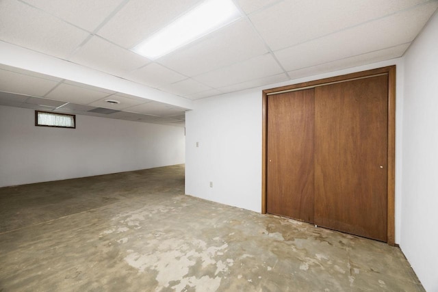 basement with a drop ceiling