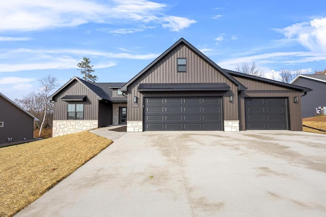 modern farmhouse with a garage