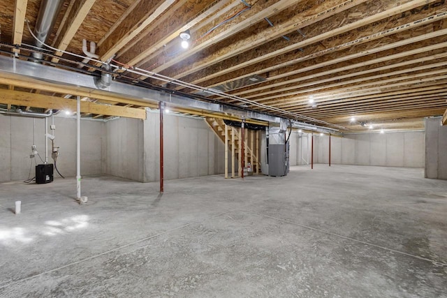 basement with heating unit