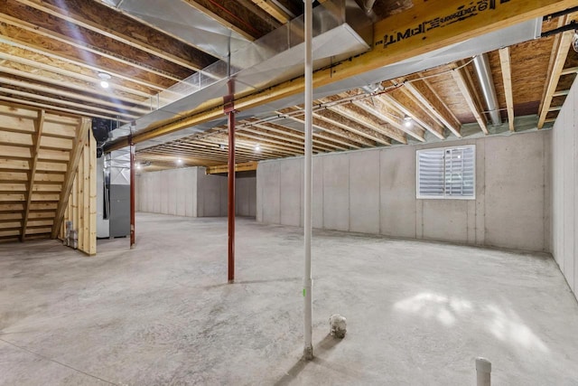 basement with heating unit