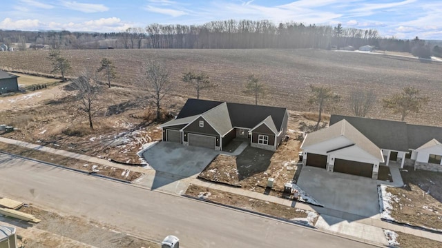 bird's eye view with a rural view