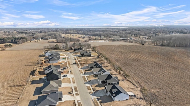 birds eye view of property featuring a rural view