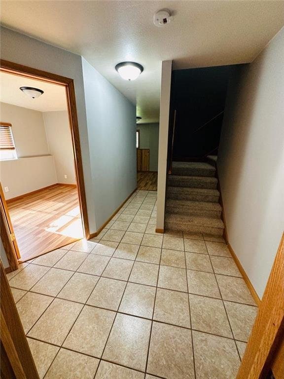 staircase with wood-type flooring