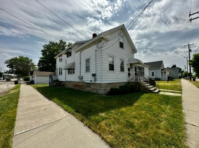 view of property exterior with a yard