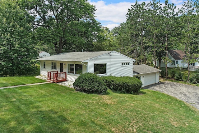 view of front of home with a porch and a front yard