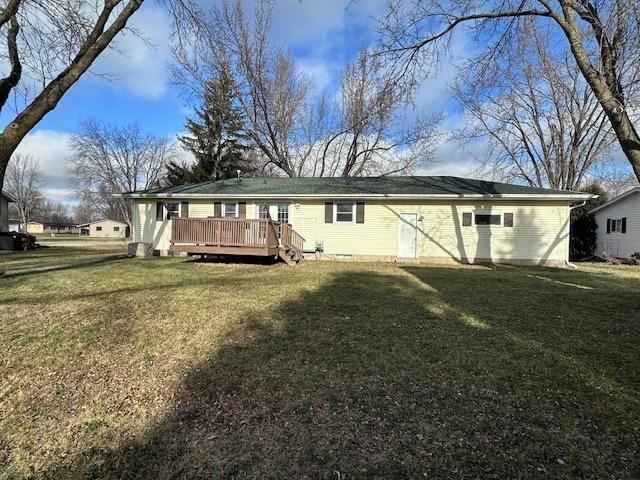 803 E Birch St, Spencer, WI 54479 - back of property with a yard and a deck