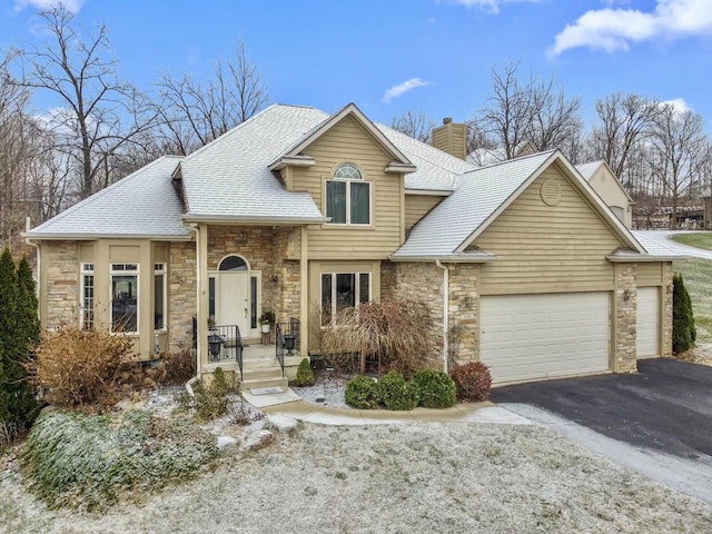 view of front property with a garage