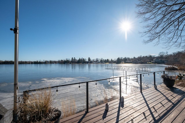 view of dock featuring a water view