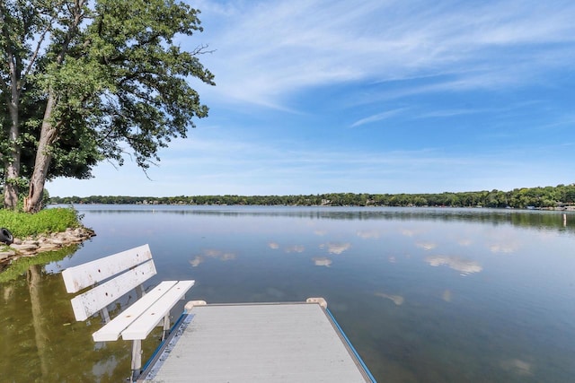 view of dock featuring a water view