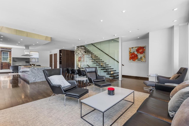 living room featuring wood-type flooring