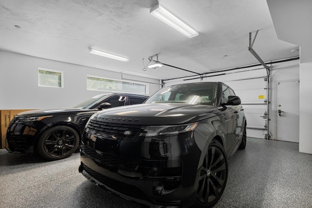 garage with a garage door opener