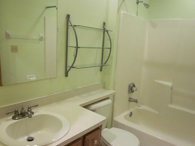 full bathroom featuring vanity, shower / bathtub combination, and toilet