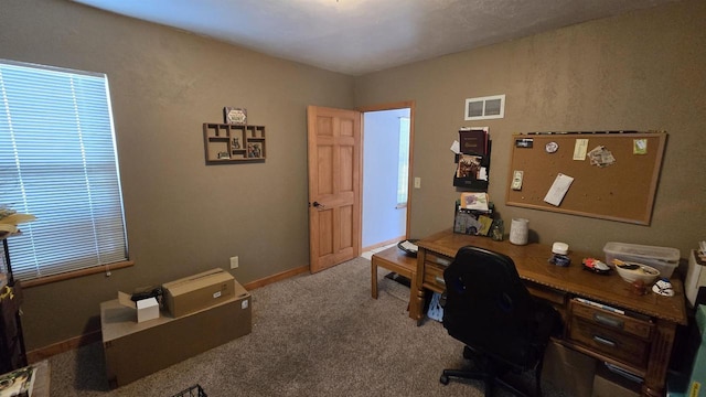 office space with carpet flooring