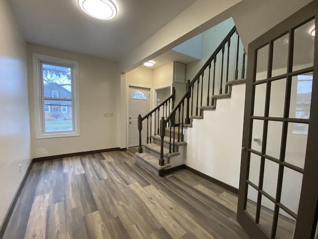 entryway with hardwood / wood-style floors